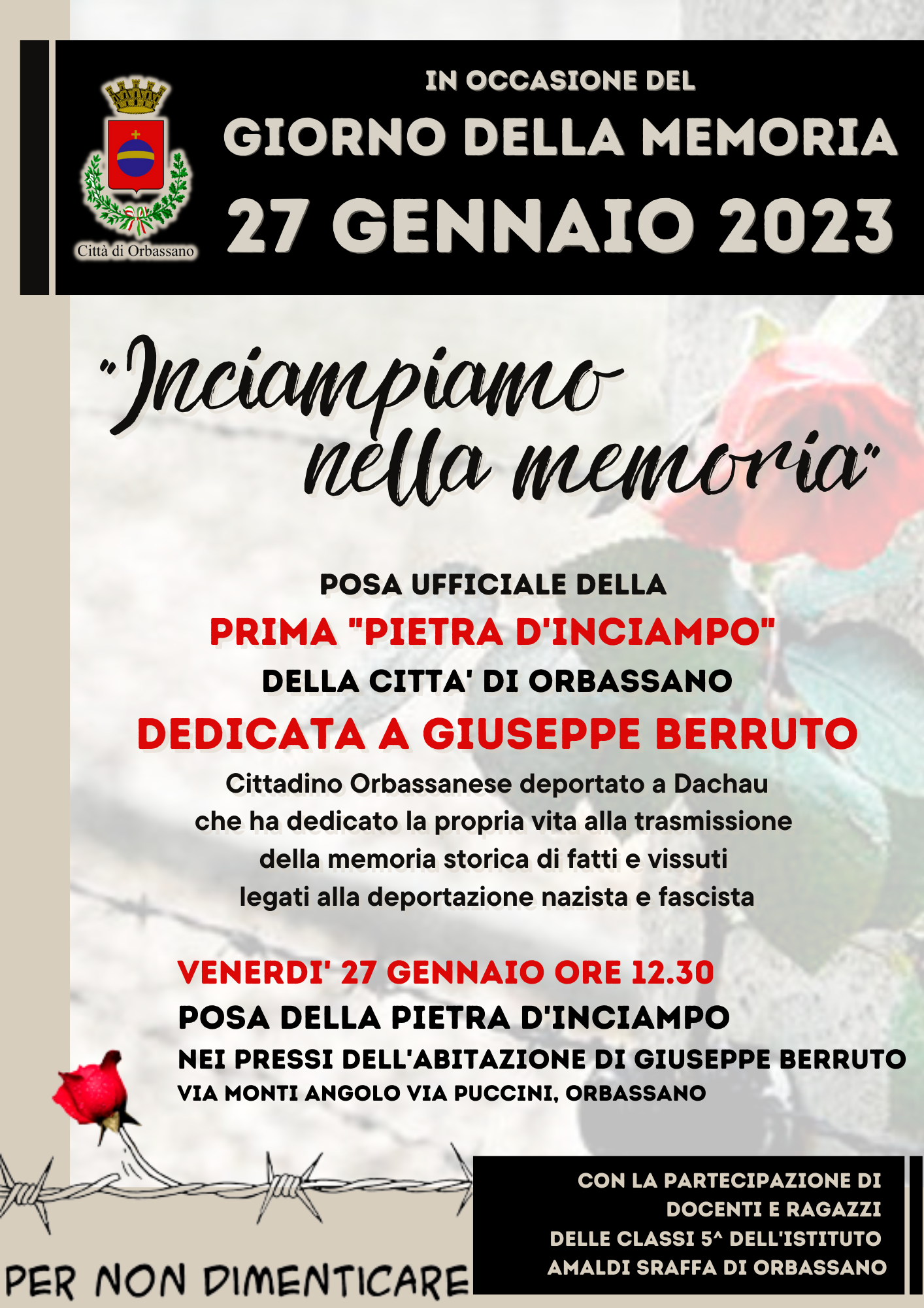 GIORNATA DELLA MEMORIA 27 GENNAIO 2023